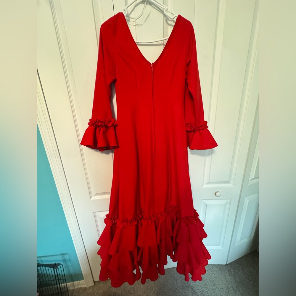 Elegant Red Ruffle Dress